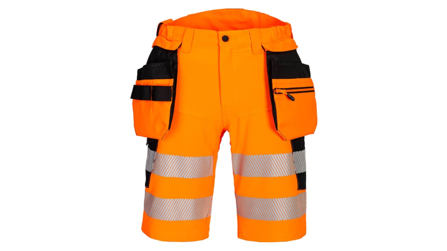 Portwest DX446 Black/Orange Unisex Hi Vis Shorts, 41in