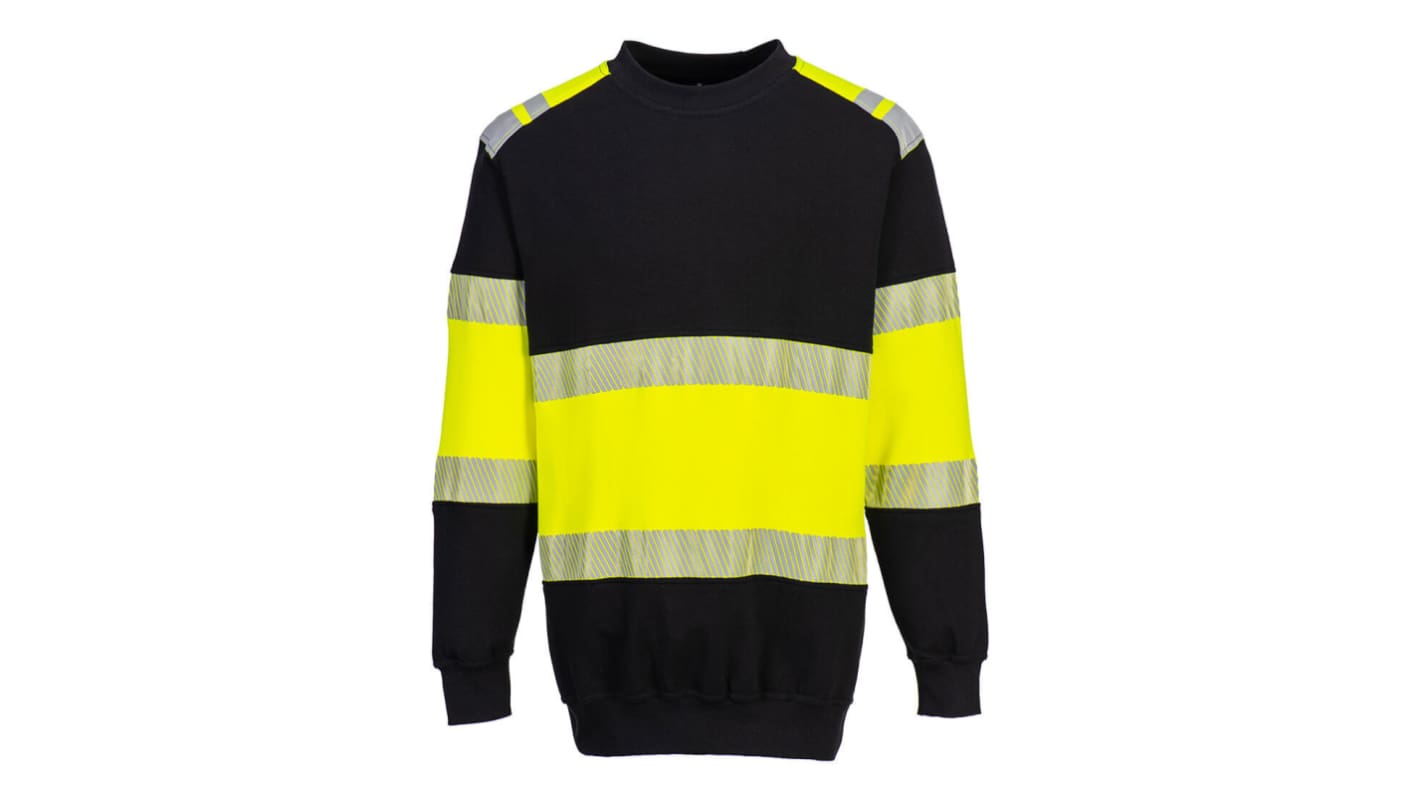Portwest FR716 Black, Yellow 1 % Carbon Fibre, 60 % Modacrylic, Cotton Sweat Shirt M