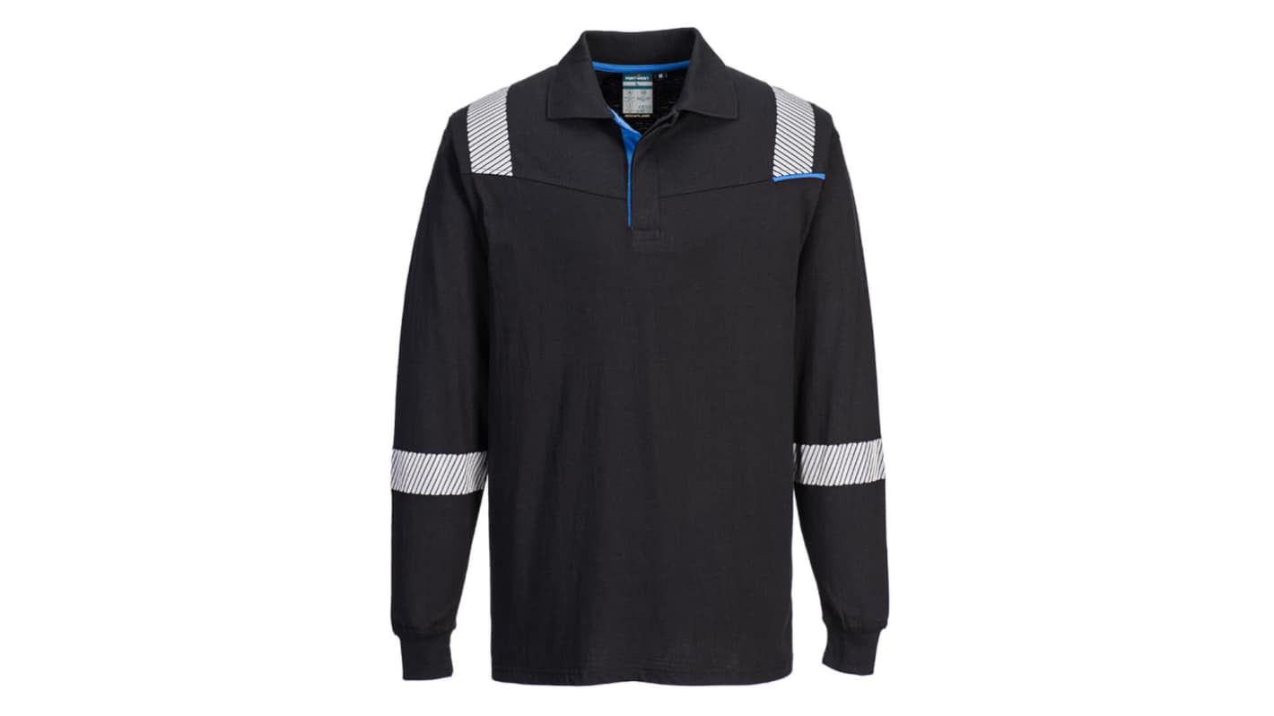 Portwest FR711 Black 1 % Carbon Fibre, 60 % Modacrylic, Cotton Polo Shirt
