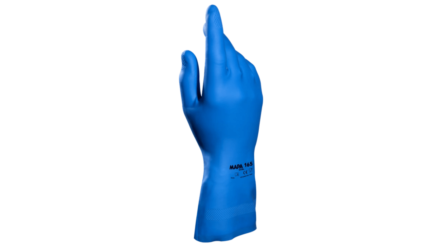 Mapa Vital 165 Blue Natural Latex Good Dexterity Gloves, Size 8