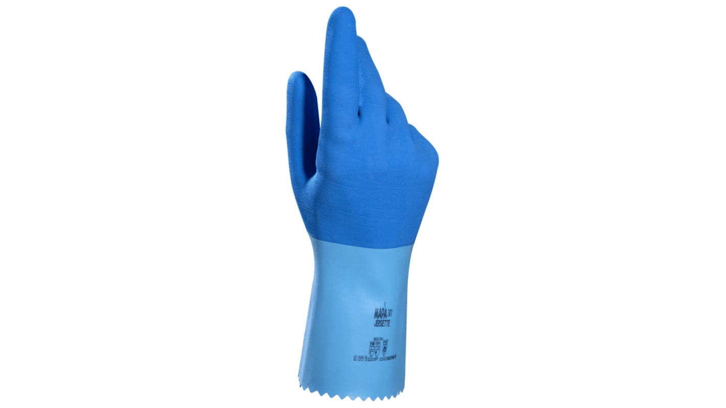 Mapa Jersette 301 Blue Latex Abrasion Resistant, Chemical Resistant, Cut Resistant, Puncture Resistant, Tear Resistant