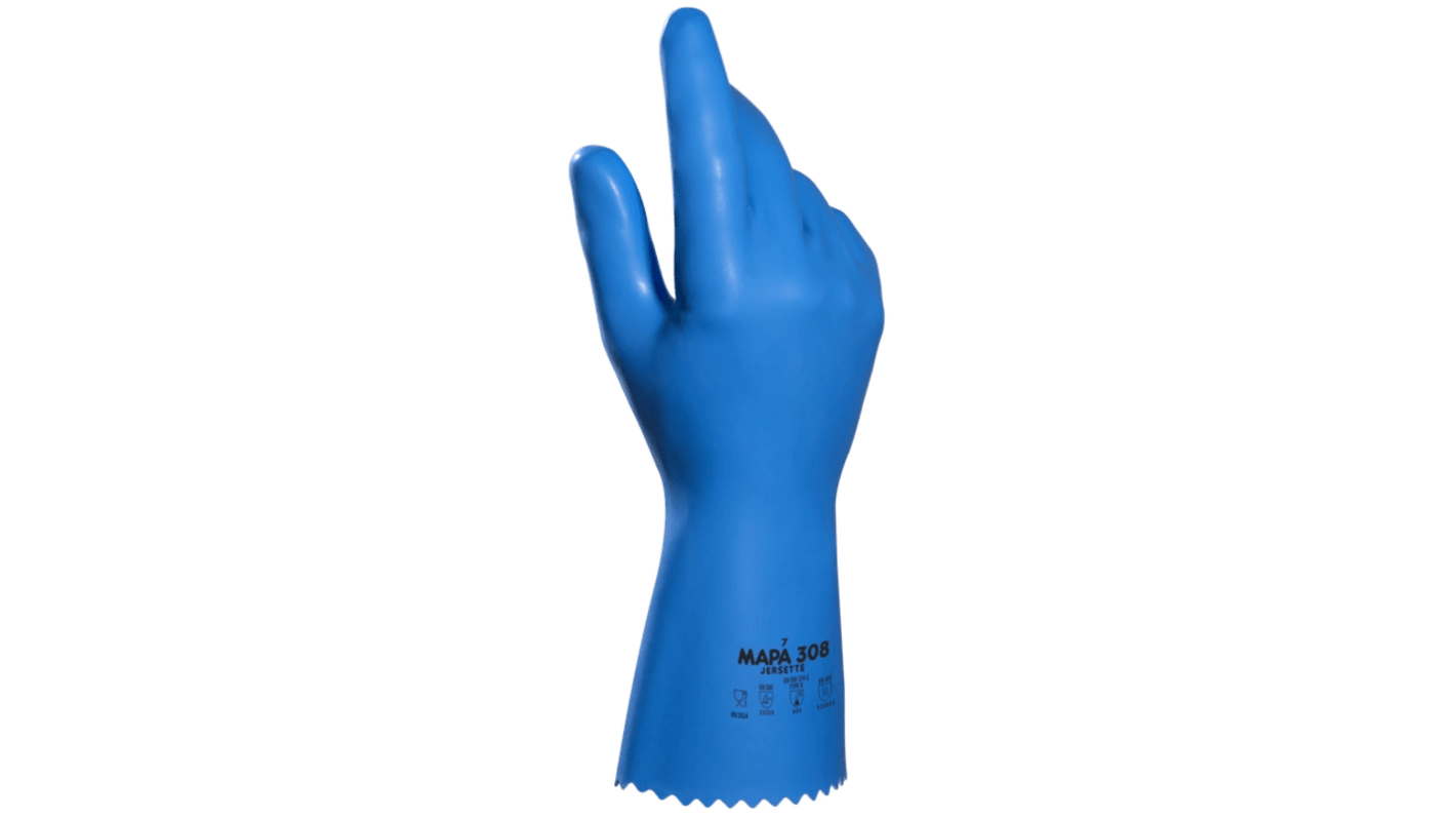 Mapa Jersette 308 Blue Natural Latex Abrasion Resistant, Chemical Resistant, Cut Resistant, Puncture Resistant, Tear