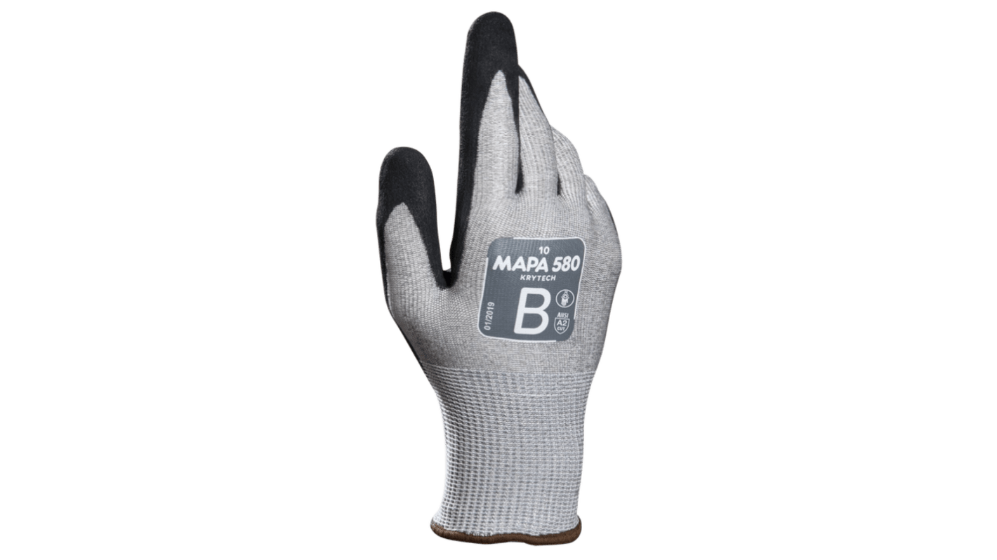 Mapa KryTech 580 Black, Grey HDPE Abrasion Resistant, Cut Resistant, Puncture Resistant, Tear Resistant Cut Resistant