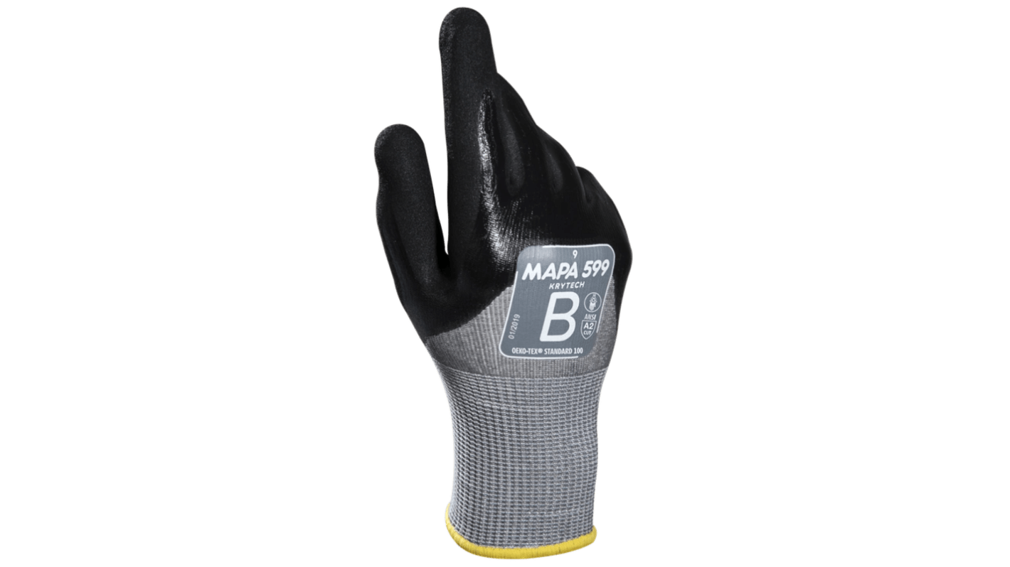 Mapa KryTech 599 Black, Grey HDPE Abrasion Resistant, Cut Resistant, Puncture Resistant, Tear Resistant Cut Resistant
