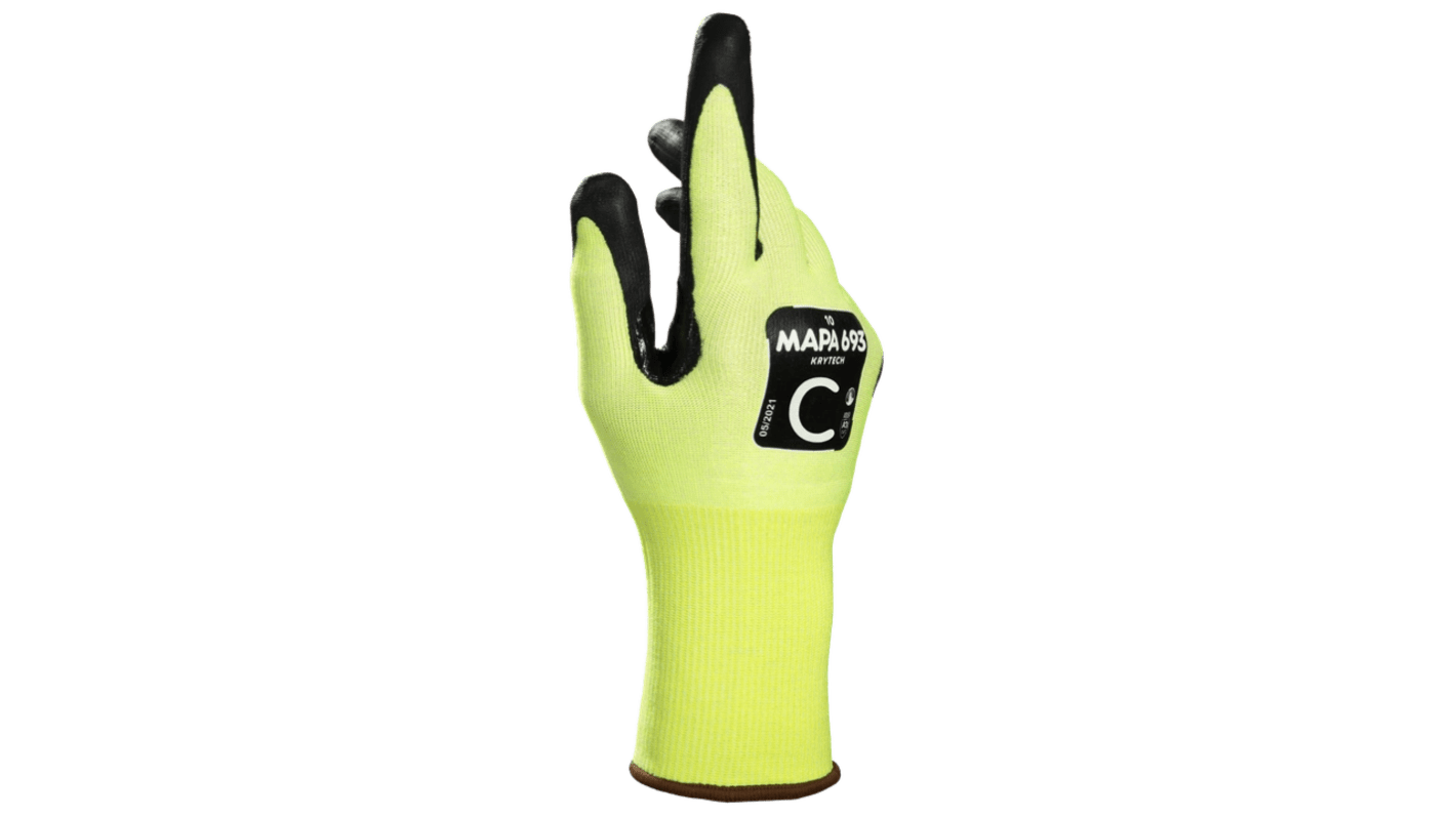 Mapa KryTech 693 Yellow Nitrile Foam Abrasion Resistant, Cut Resistant, Puncture Resistant, Tear Resistant Cut