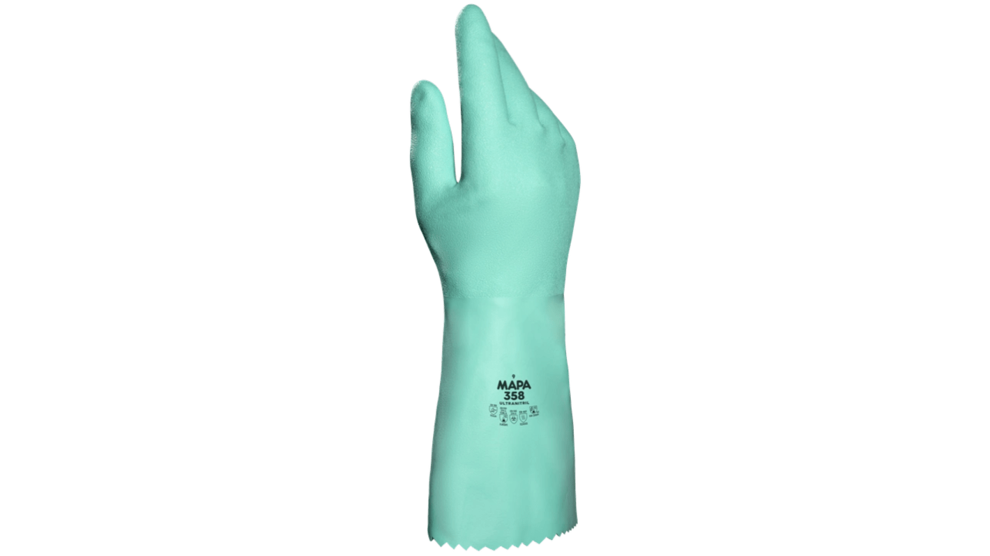 Mapa Ultranitril 358 Green Nitrile Chemical Resistant Gloves, Size 11