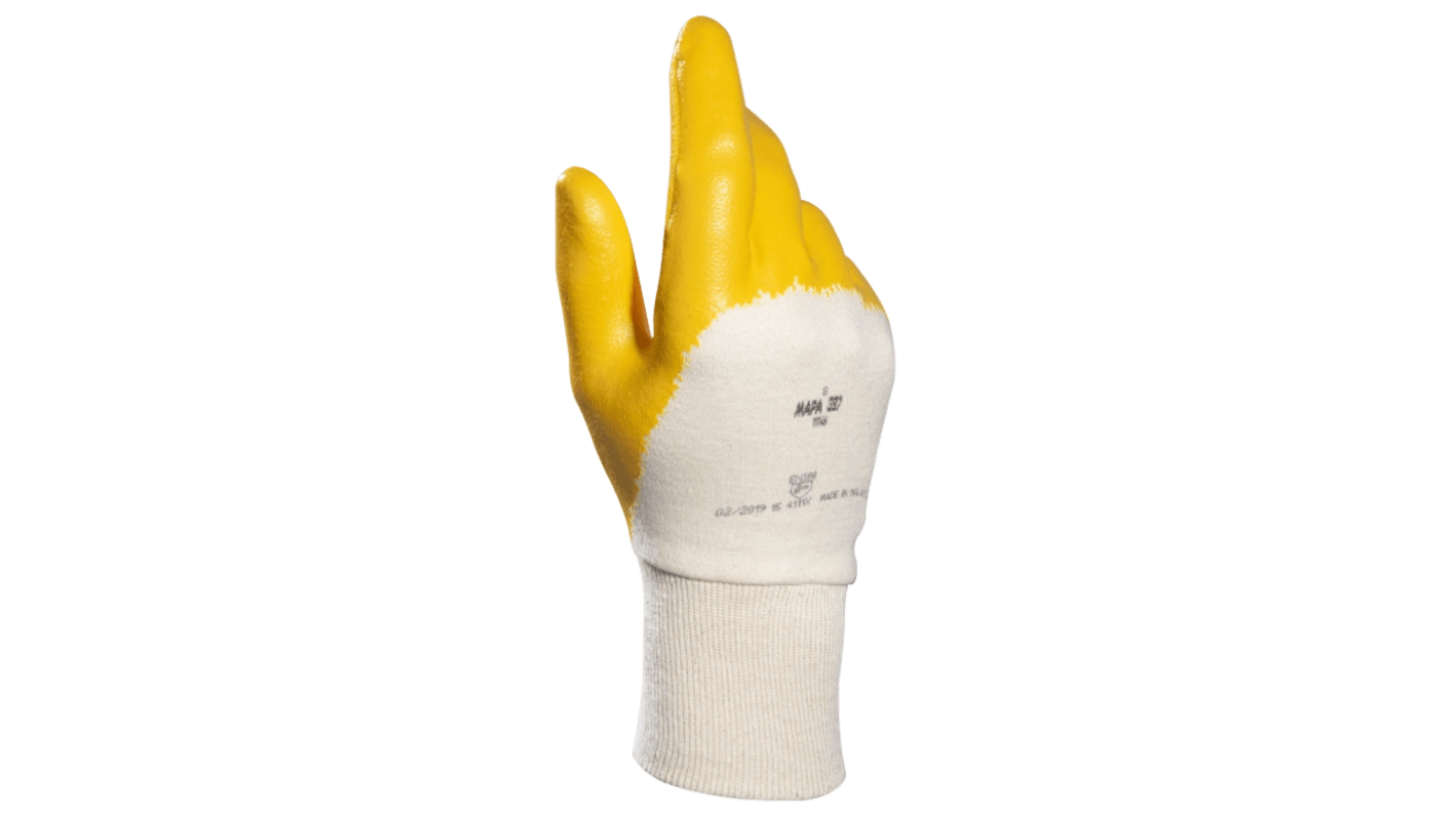 Mapa Titan 397 Beige, Yellow Nitrile General Handling, Material Handling Gloves, Size 7