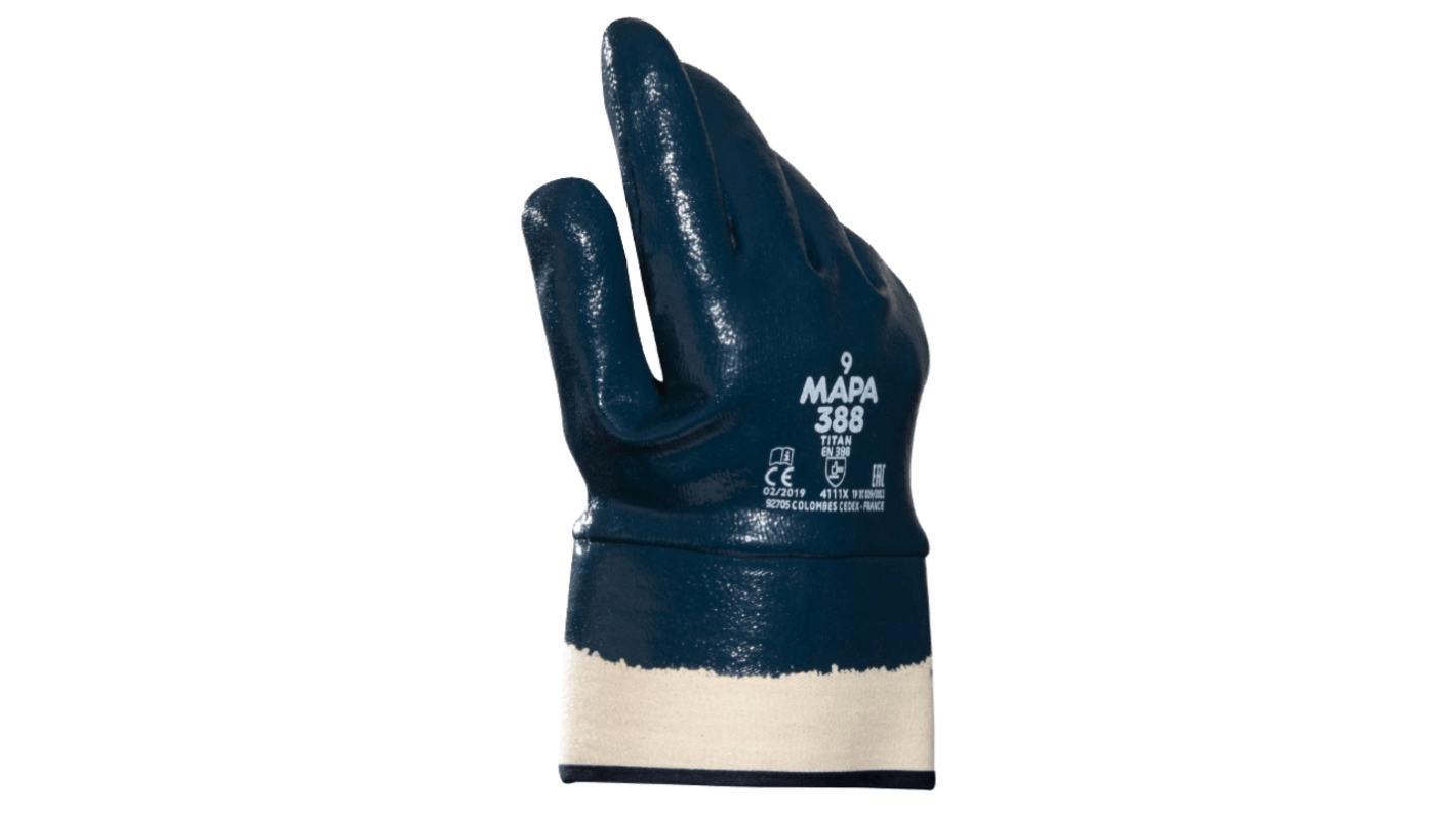 Mapa Titan 388 Blue Nitrile Abrasion Resistant, Cut Resistant, General Purpose, Puncture Resistant, Tear Resistant Work