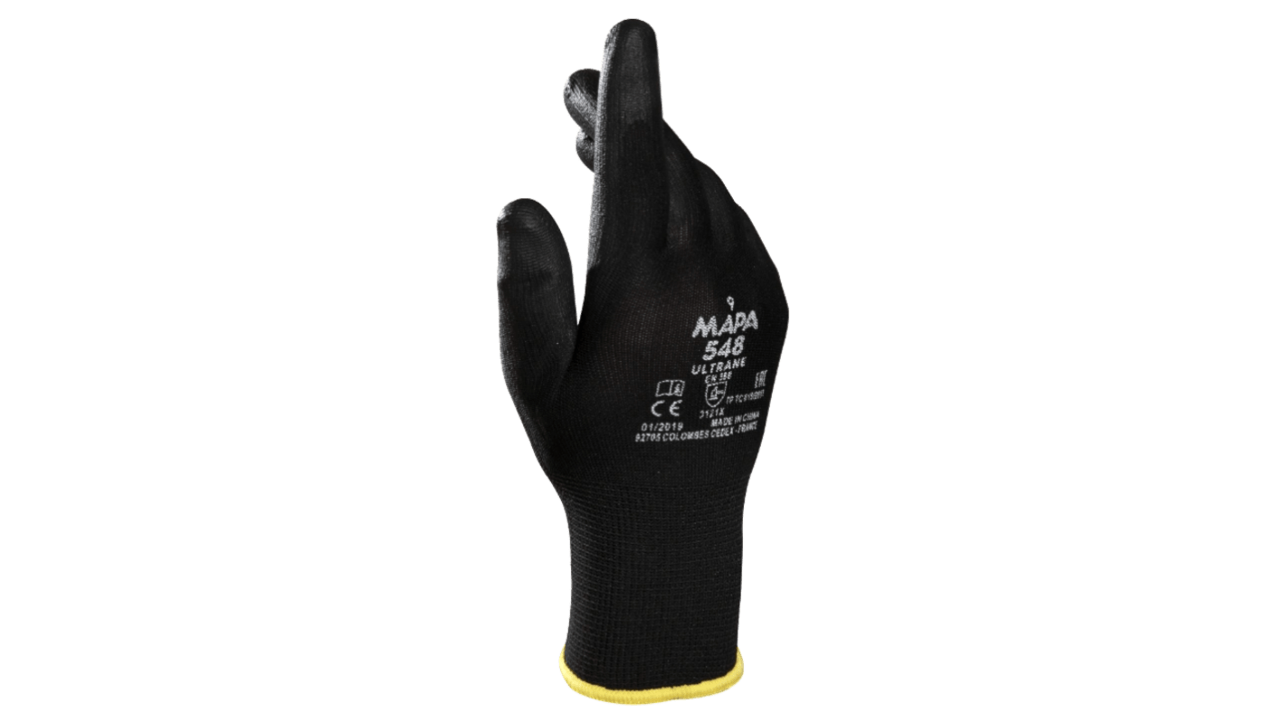 Mapa Ultrane 548 Black Polyurethane Abrasion Resistant, Cut Resistant, General Purpose, Puncture Resistant, Tear