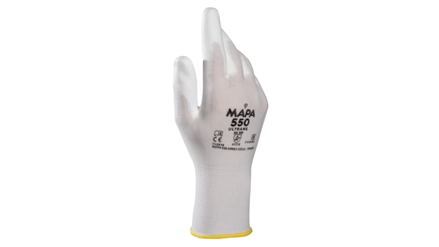 Mapa Ultrane 550 White Polyurethane Abrasion Resistant, Cut Resistant, General Purpose, Puncture Resistant, Tear