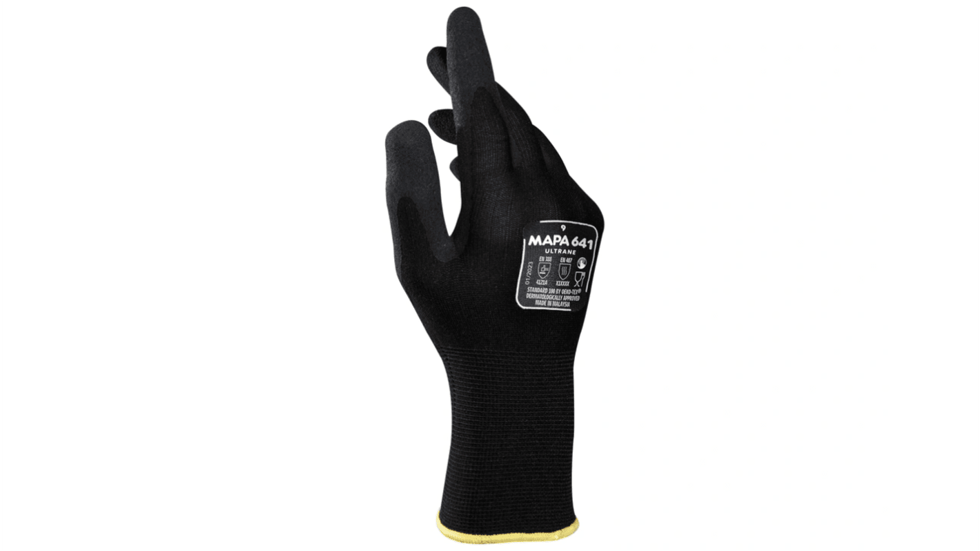 Mapa Ultrane 641 Black Nitrile Foam Abrasion Resistant, Cut Resistant, General Purpose, Puncture Resistant, Tear