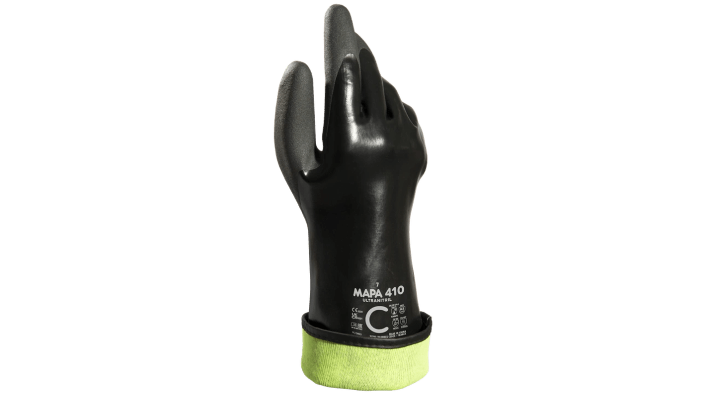 Mapa Ultranitril 410 Black/Yellow Nitrile, PVC Abrasion Resistant, Cut Resistant, General Purpose, Puncture Resistant,