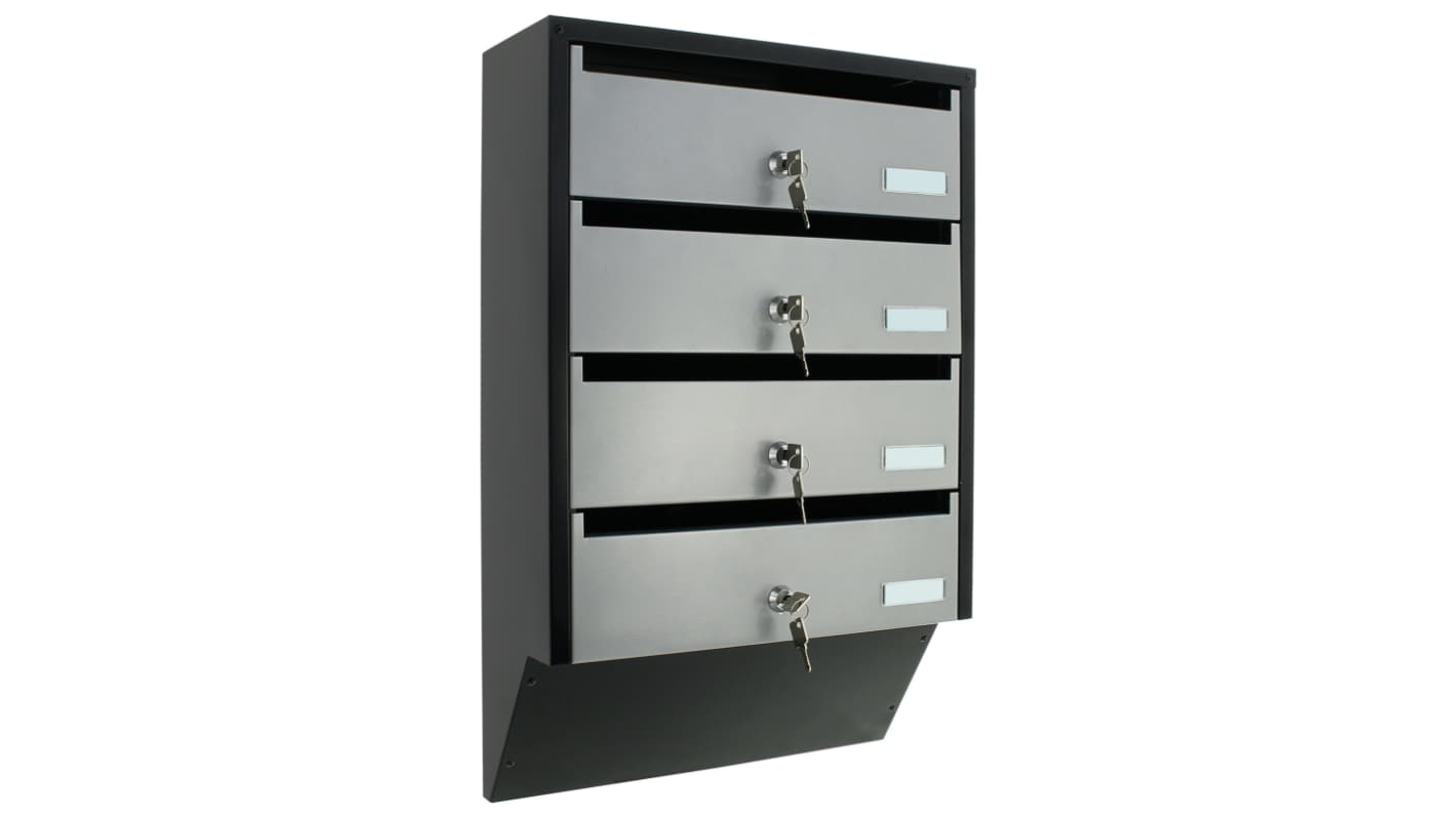 Rottner Comsafe 银色/黑色信箱, 600mm高x385mm宽x140mm深, DEPOT4