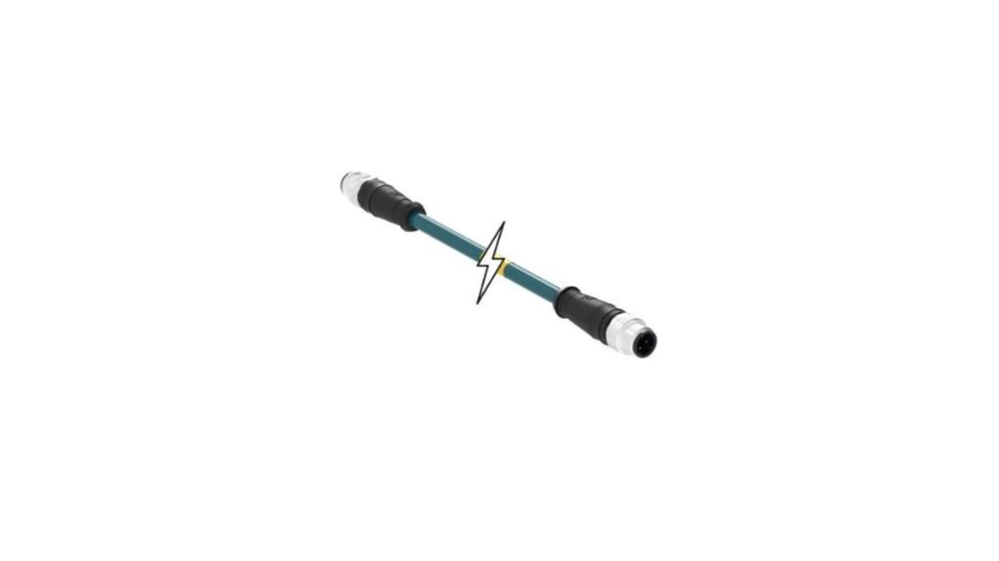MolexBrad Micro-Change, 15m Cat5e, Green M12 to Male M12 Male, Shielded Shielded, Terminated PVC Sheath