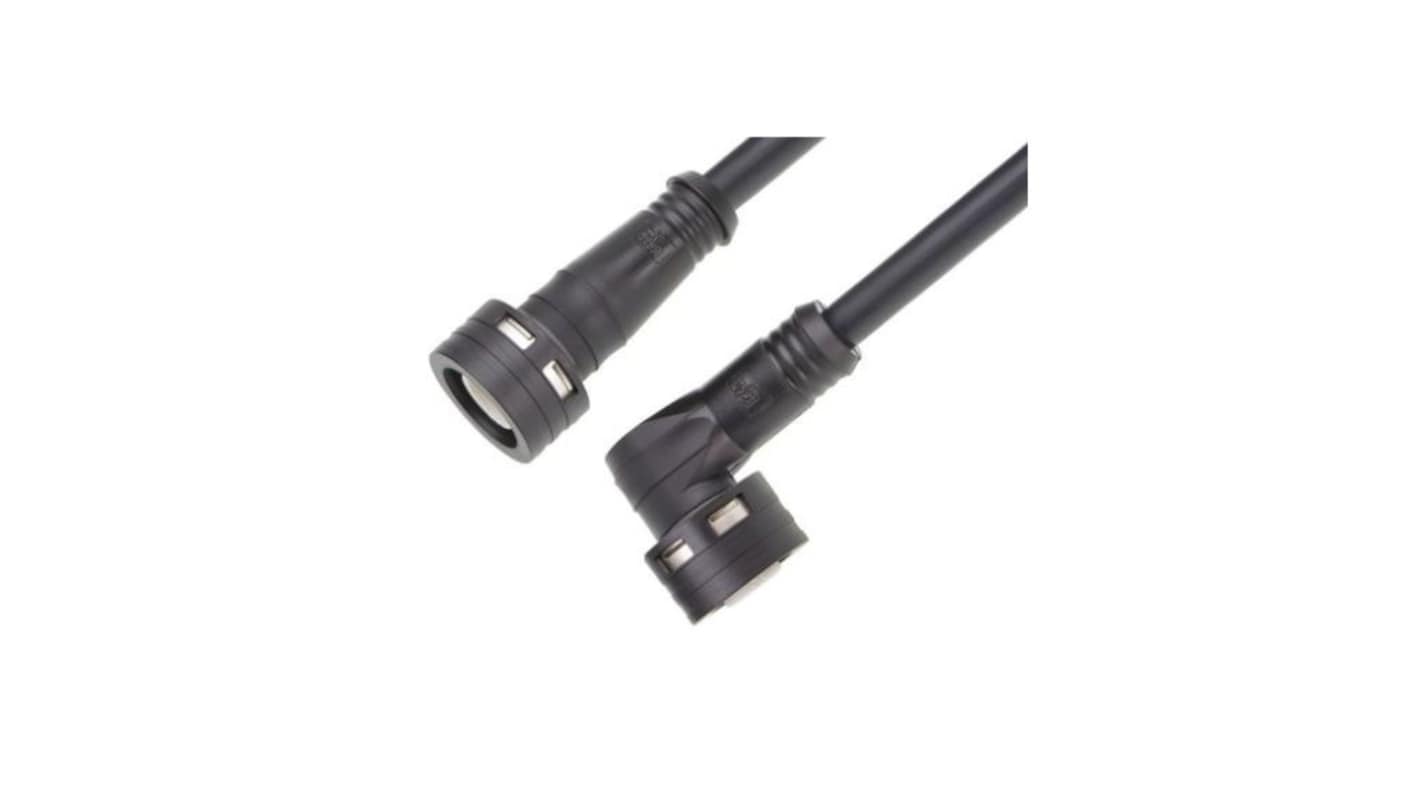 Molex Right Angle Female 8 way M12 to Straight Male 8 way M12 Cordset, 1m