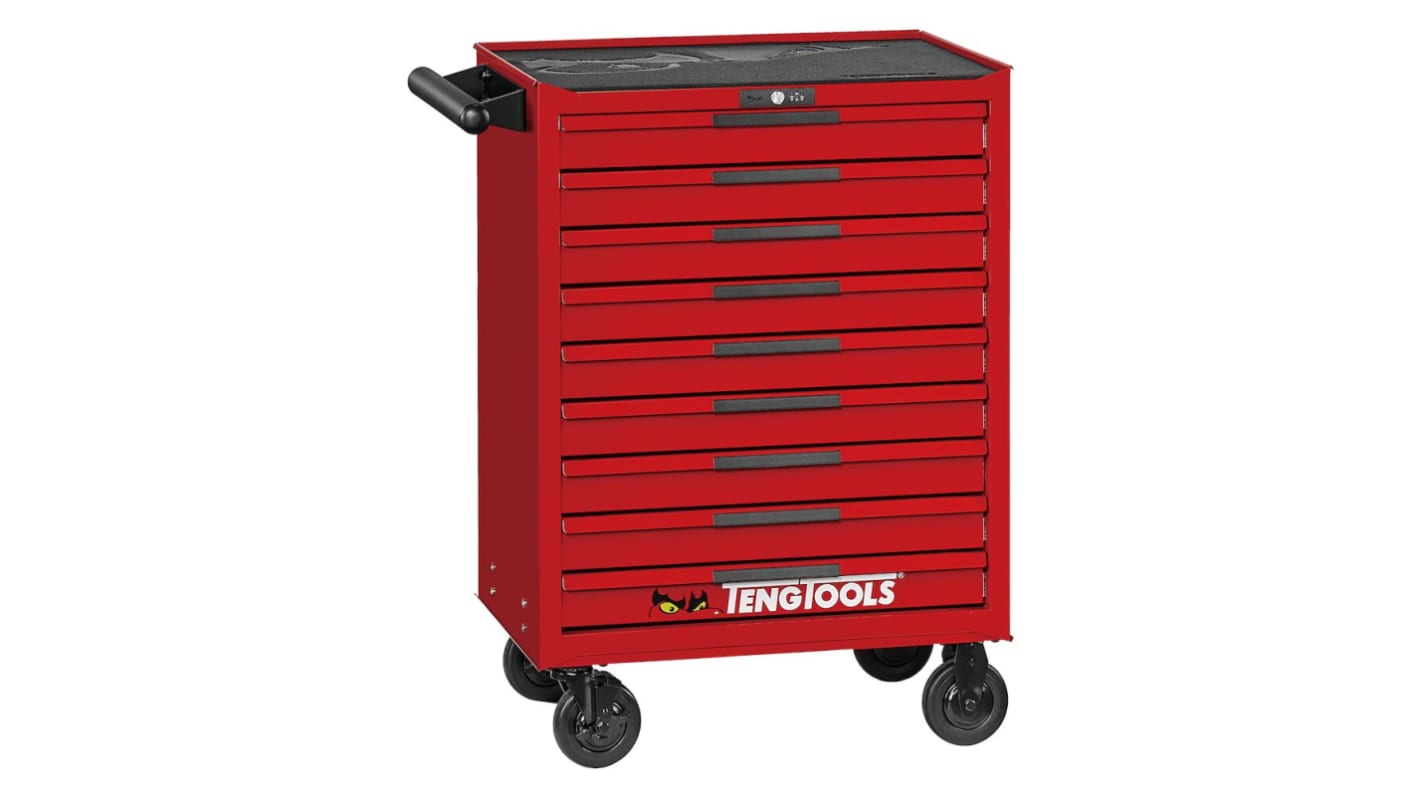 Teng Tools 9 Drawer Steel Wheeled Roller Cabinet Tools Included