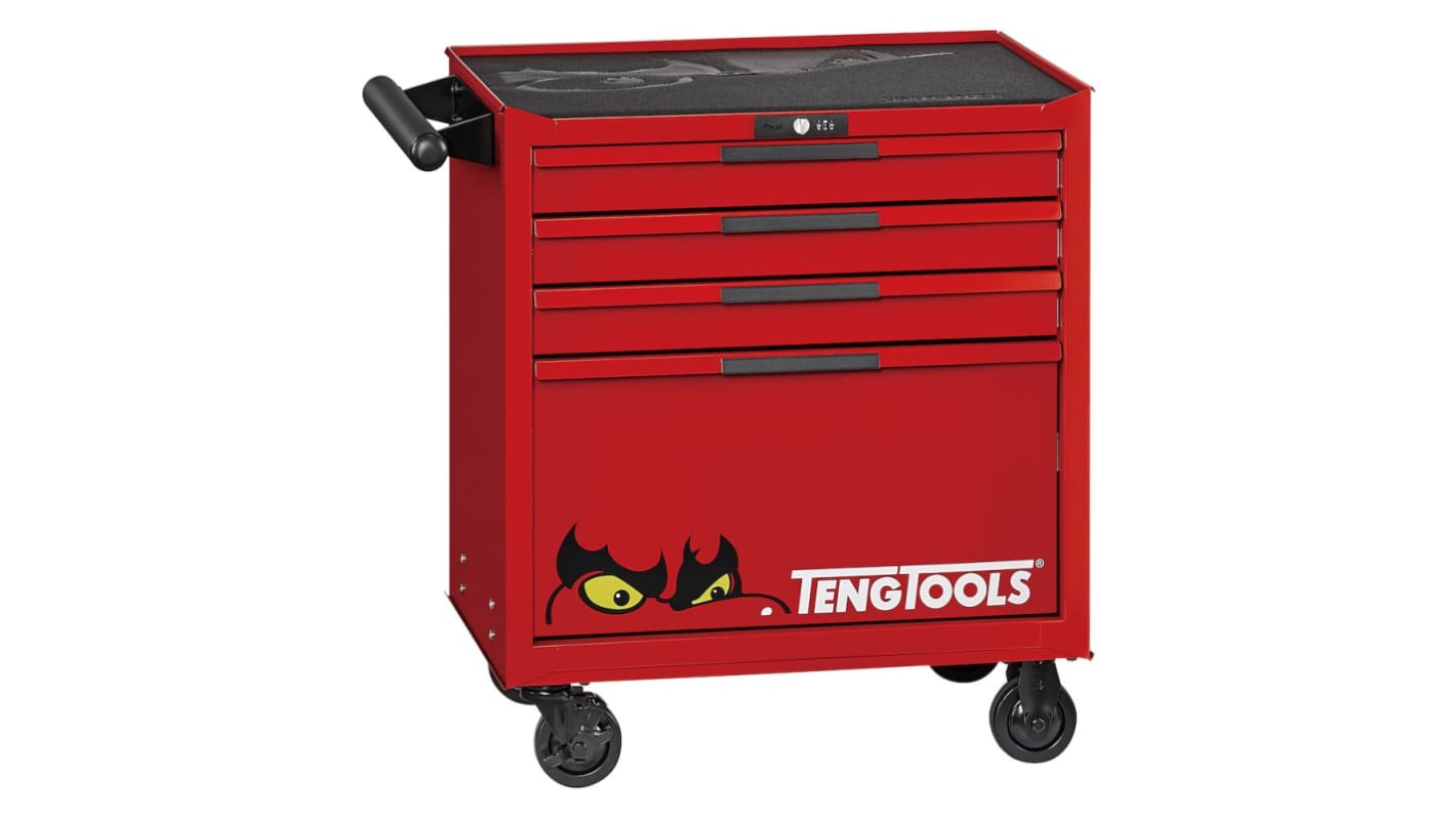 Armadietto mobile Teng Tools serie con ruote in Acciaio, 4 cassetti