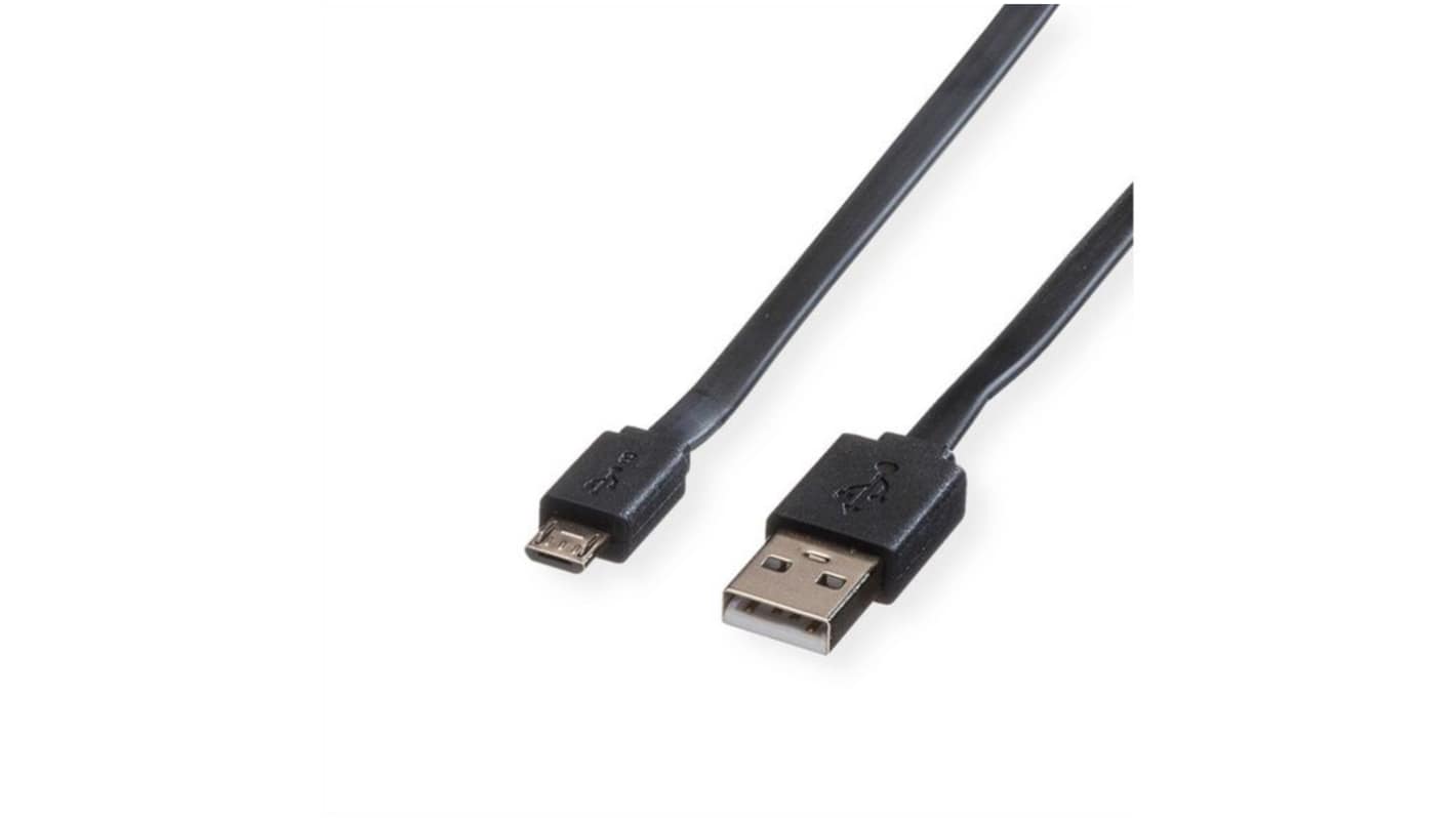 Roline USB 2.0, Male USB A to Male Micro USB B, 480Mbps, 1m