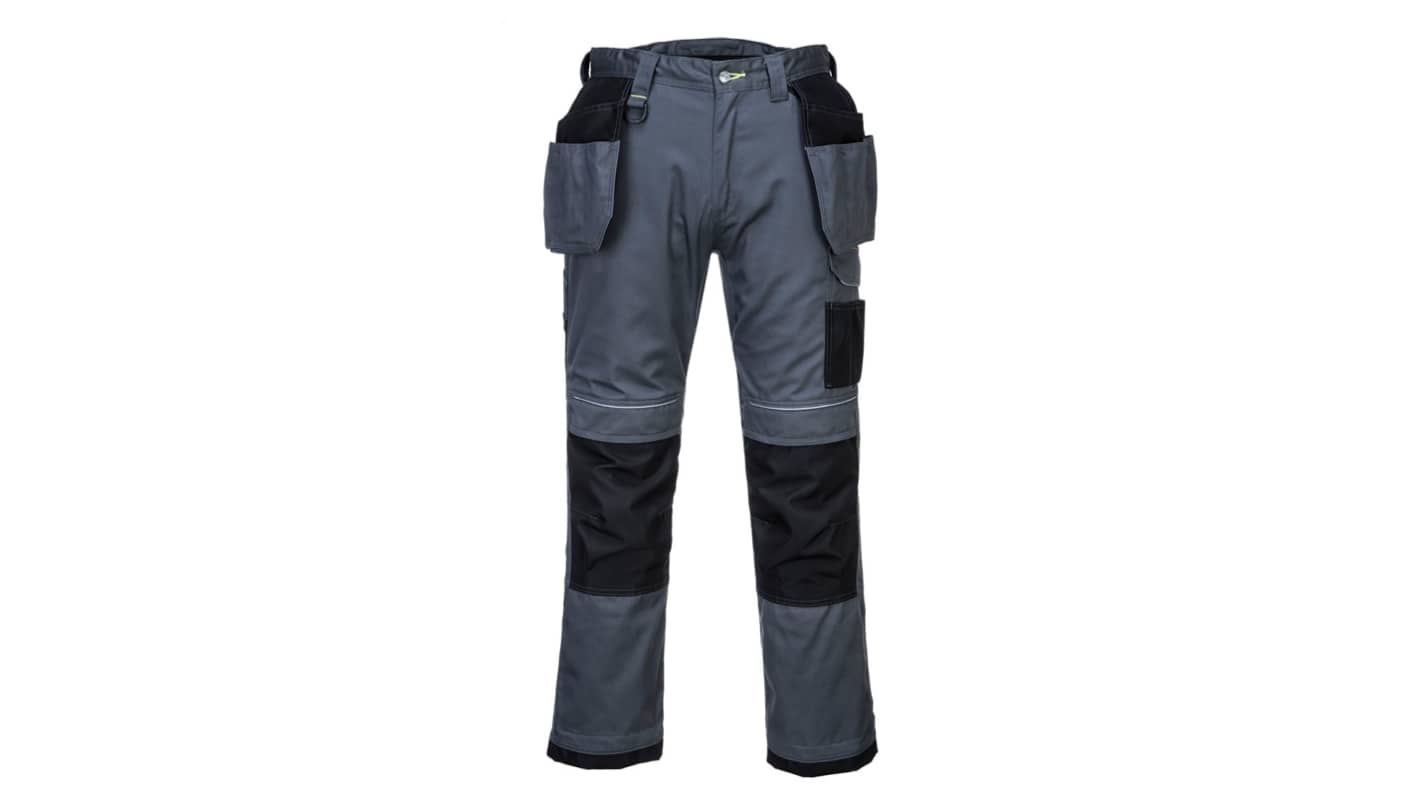 Portwest PW3 Black, Grey Trousers Stretch, Size 48 65cm L