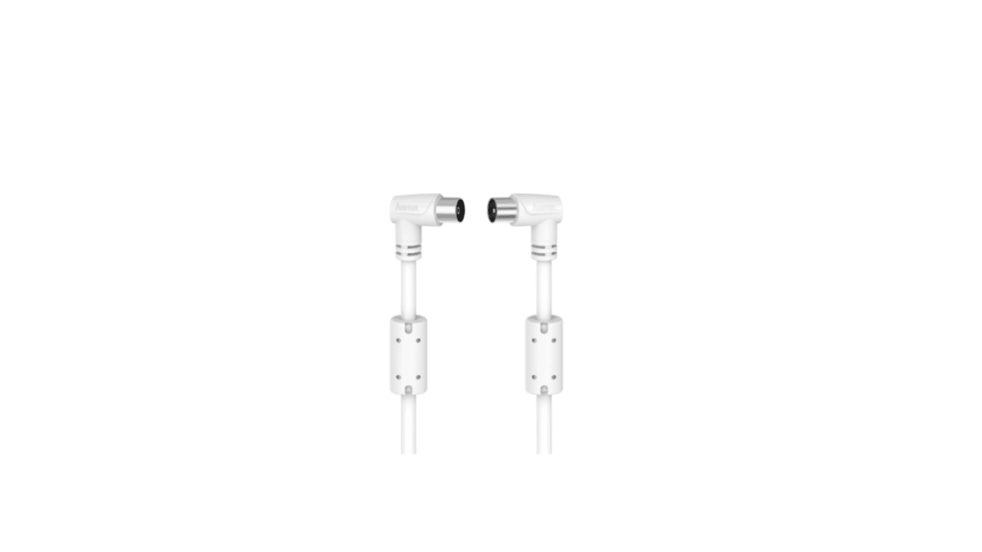 Hama Antenna Cable Series Male Coax Plug to Female Coax Socket, 1.5m, 90 Coaxial, Terminated75 Ω