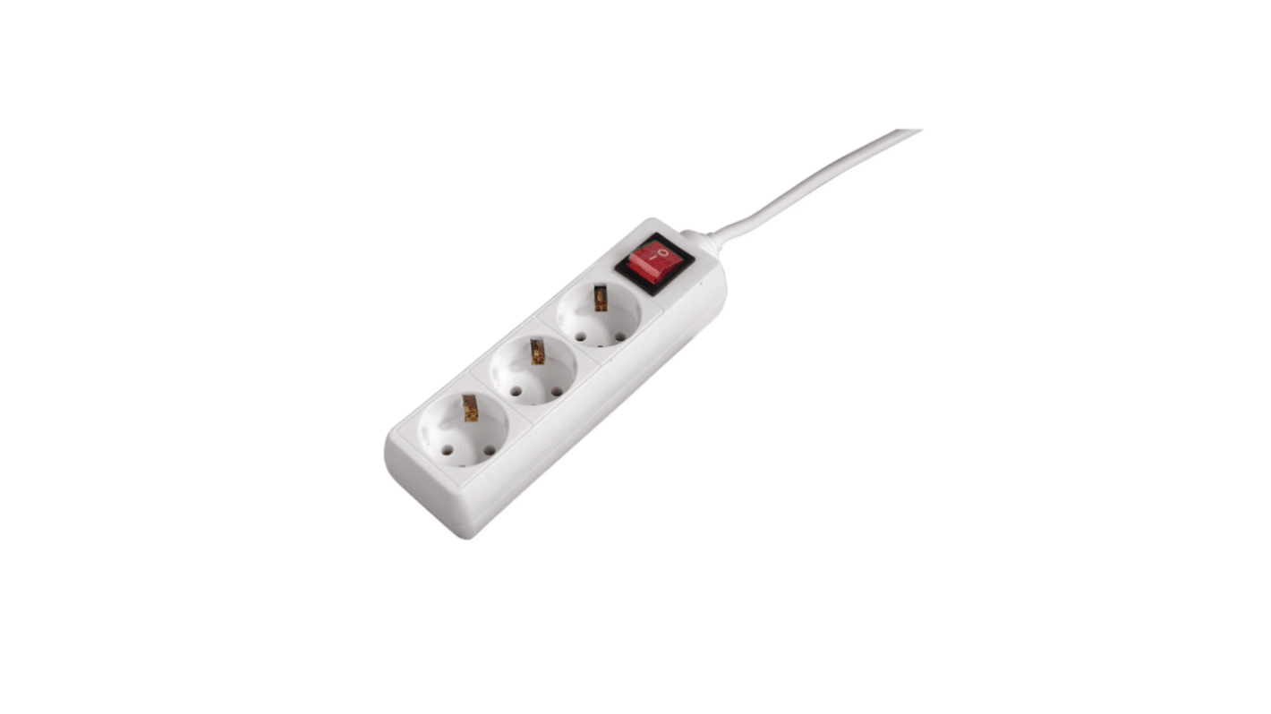 Hama 3 Gang Power Distribution Unit, 1.4m Cable, 16A, 250 V