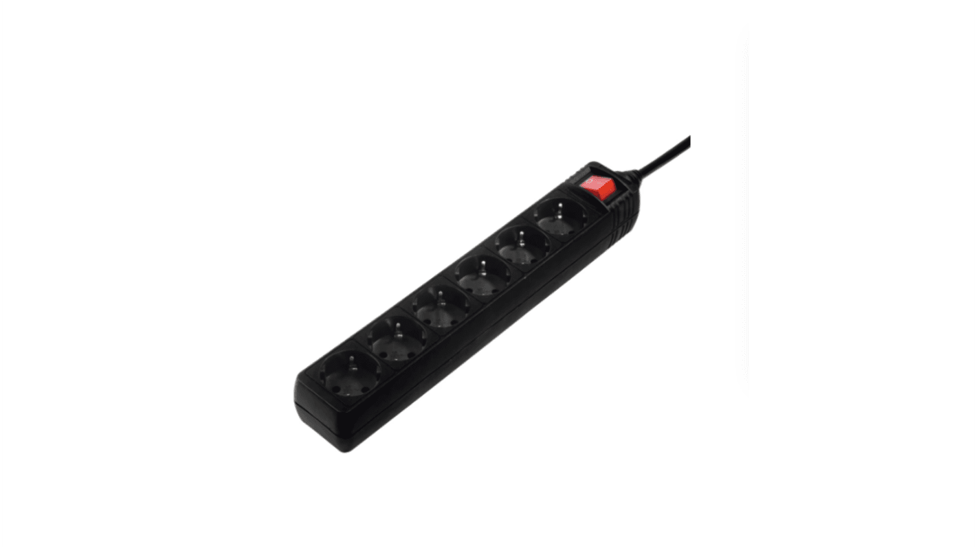 Hama 6 Gang Power Distribution Unit, 1.4m Cable, 16A, 250 V