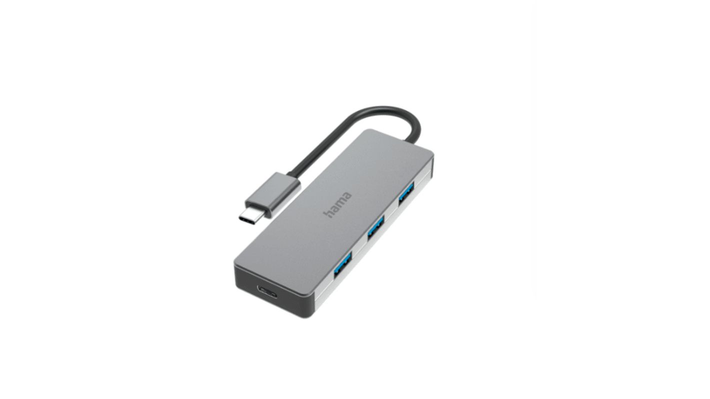 Hama 4 Port USB 3.2 USB C USB C Hub, USB Powered, 9.4 x 1.2 x 3.2cm