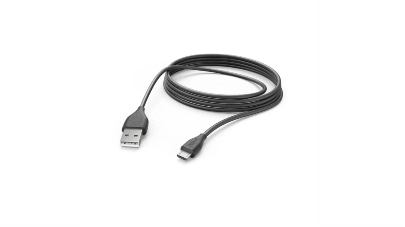 Hama USB 2.0, Male Micro USB B to Male USB A, 480Mbps, 3m