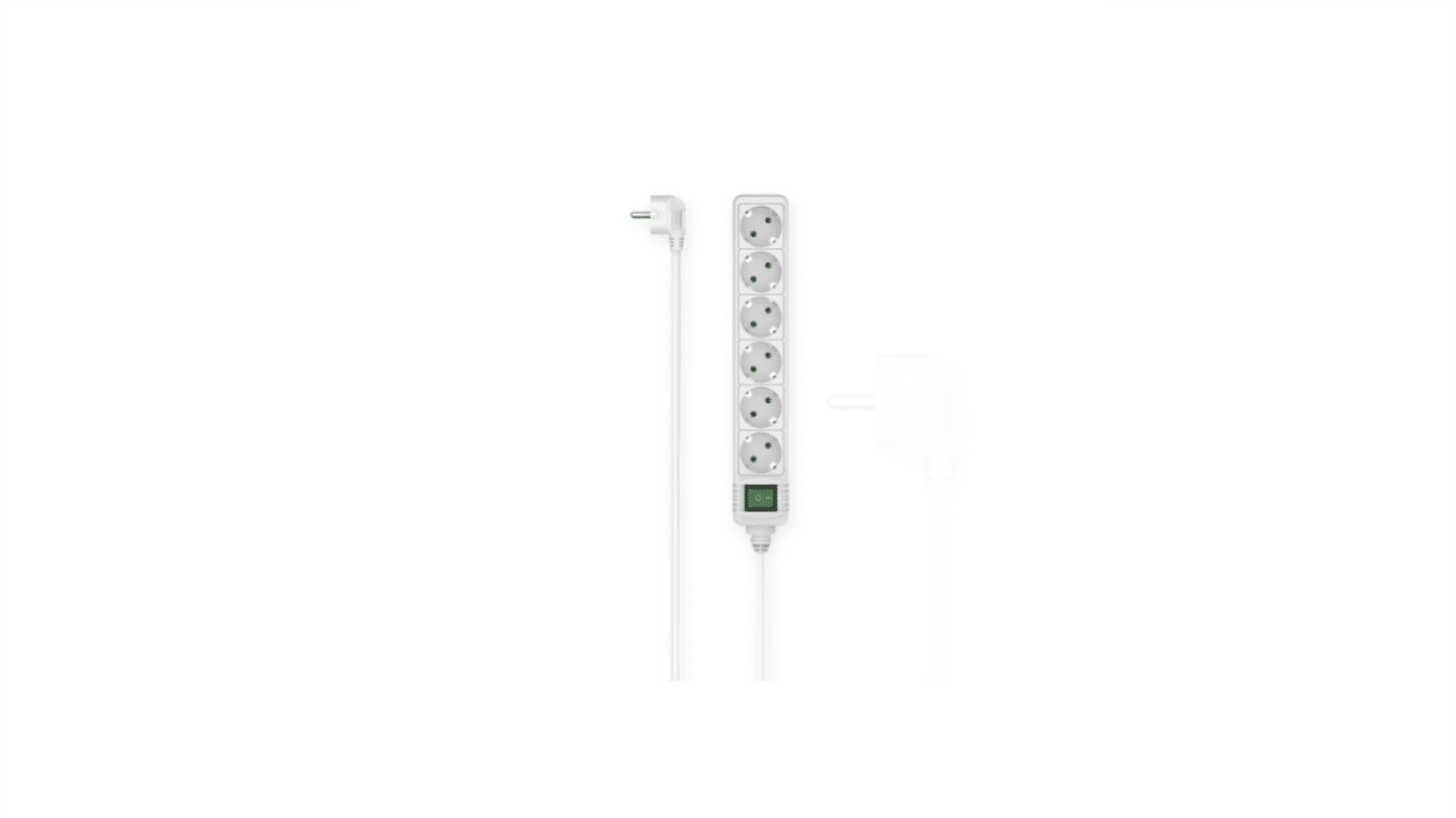 Hama 6 Gang Power Distribution Unit, 3m Cable, 16A, 250 V