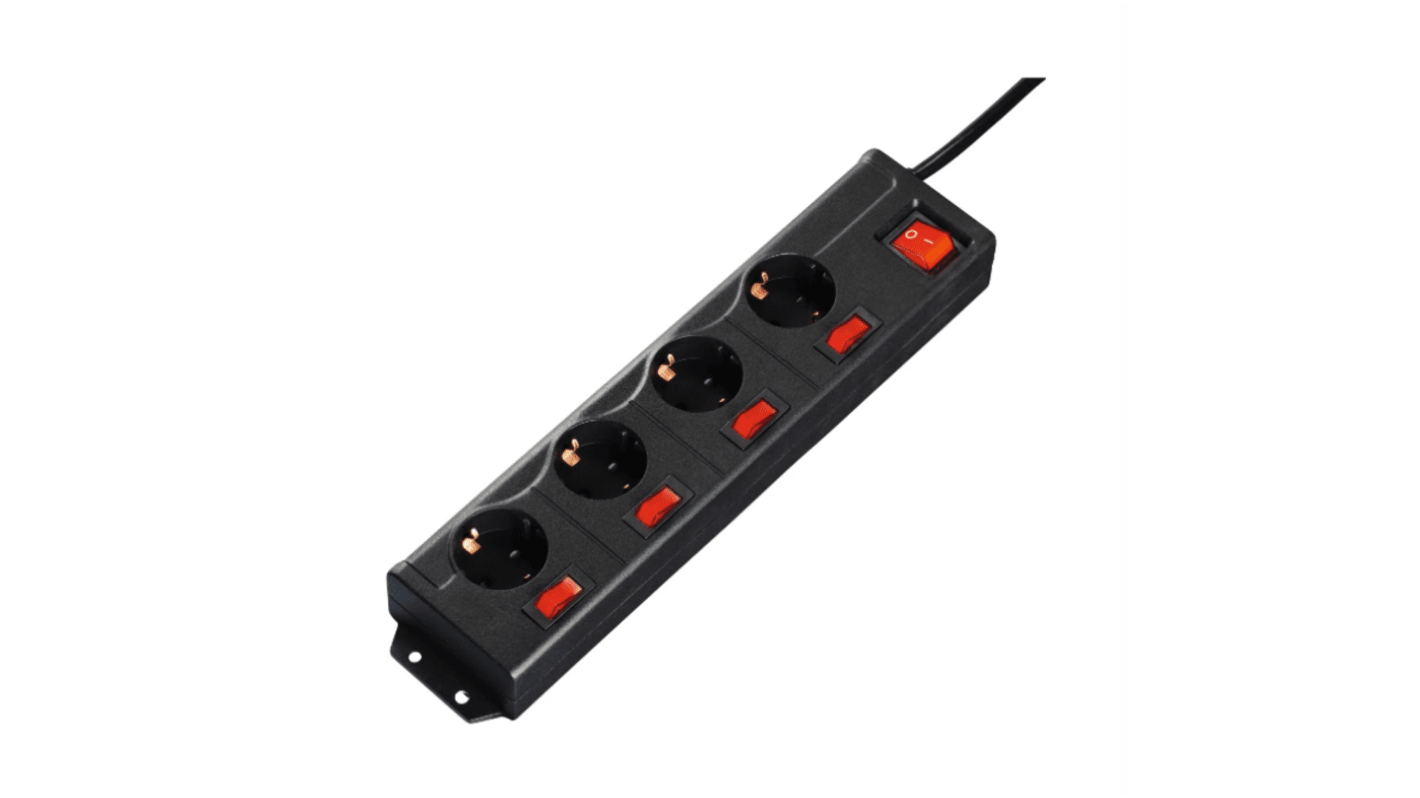 Hama 4 Gang Power Distribution Unit, 1.4m Cable, 16A, 250 V