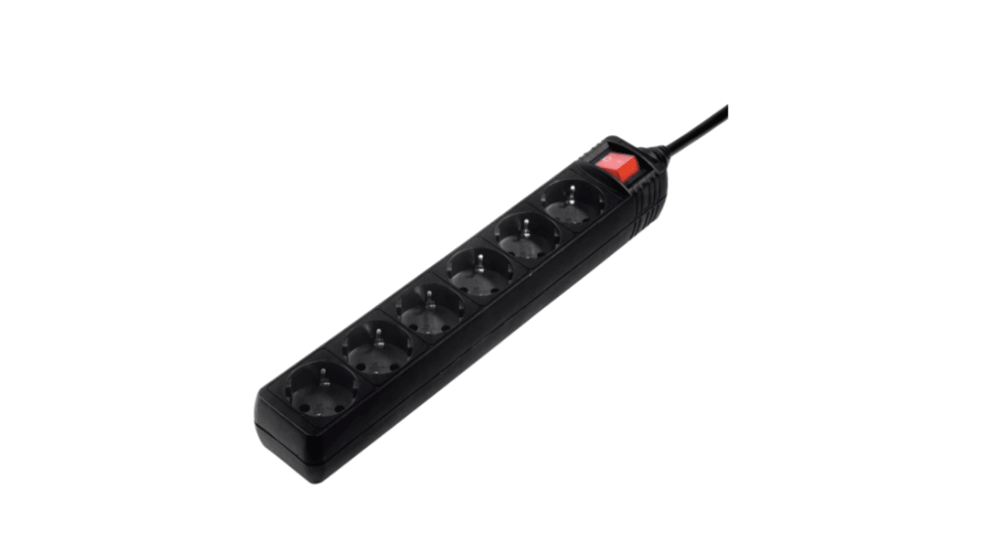 Hama 6 Gang Power Distribution Unit, 5m Cable, 16A, 250 V, Surge Protected