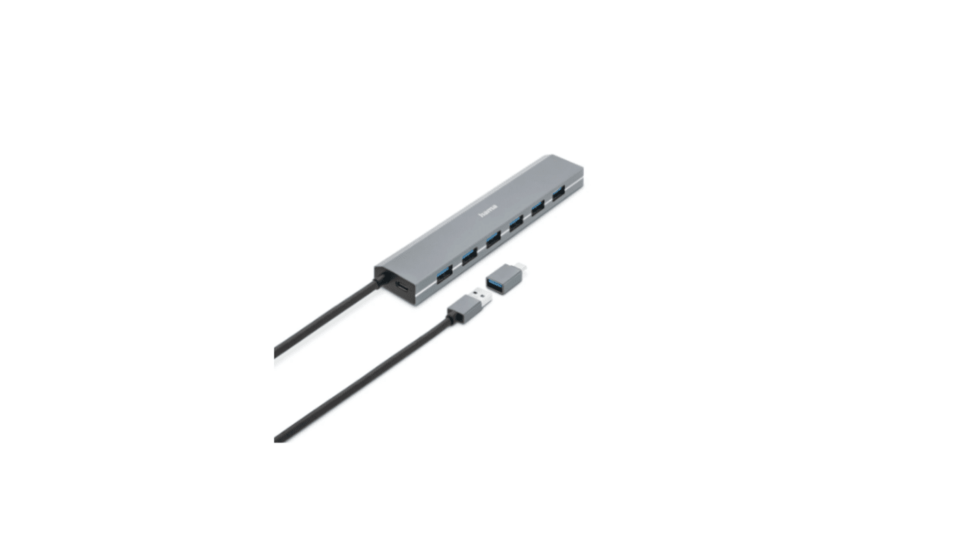Hama 7 Port USB 3.2 USB A, USB C USB C Hub, USB Powered, 15.6 x 1.2 x 3.2cm