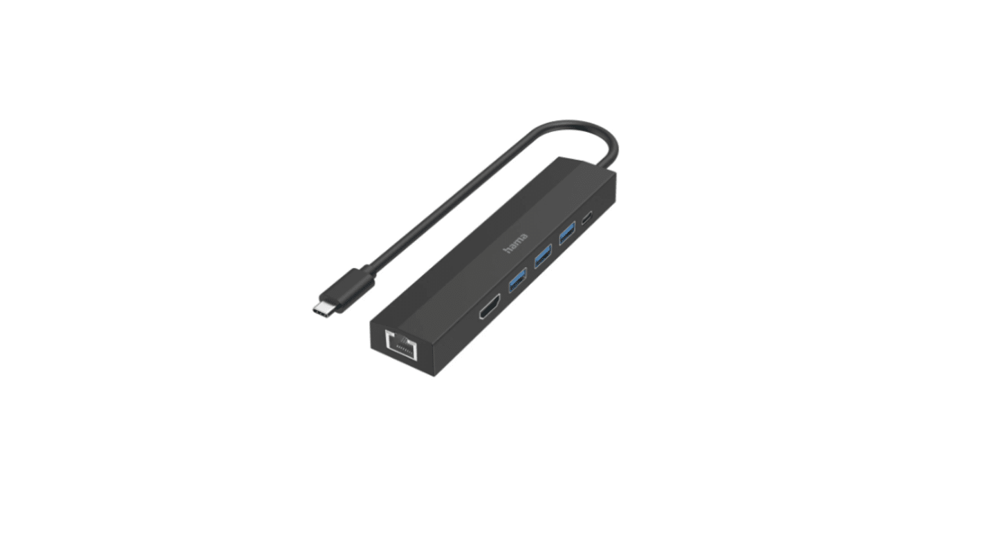 Hama 6 Port USB 3.2 USB A, USB C USB C Hub, USB Powered, 14.7 x 1.6 x 3.17cm