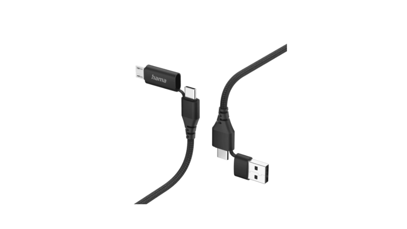 Hama USB 2.0, Male Micro USB A to Male USB A, USB C, 480Mbps, 1.5m