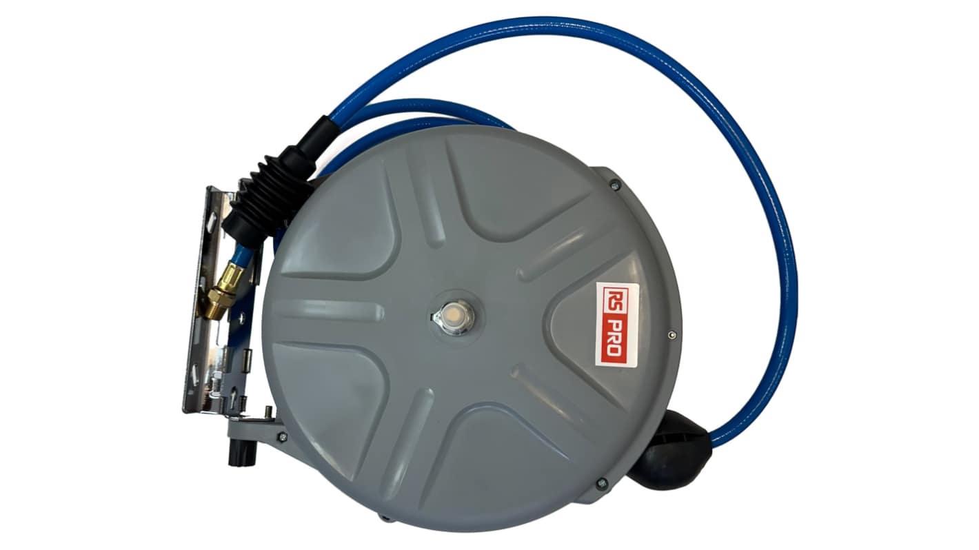 RS PRO Wall Mounted 12m Air Hose Reel, 8mm Inner Diameter, 12mm Outer Diameter