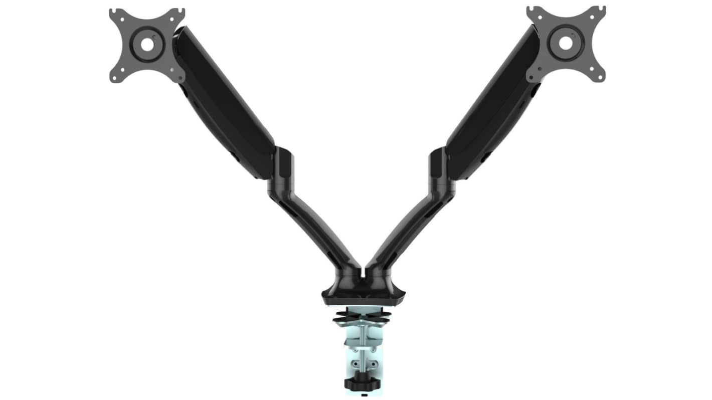 RS PRO Desk & Grommet Clamp Mounting Monitor Arm for 2 x Screen, 27in Screen Size