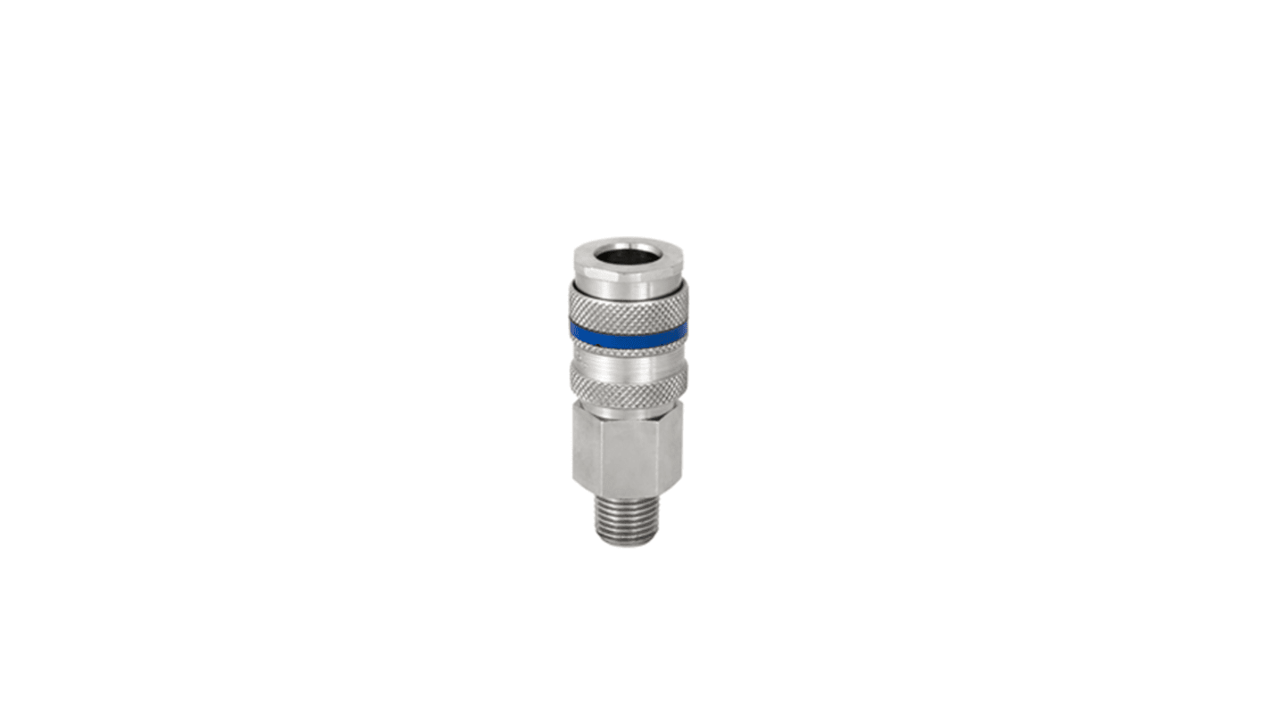 RS PRO Brass, Steel Female Pneumatic Quick Connect Coupling, R 3/8 Male Threaded