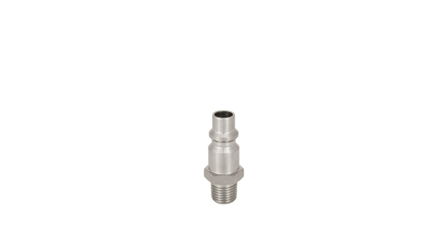 RS PRO Brass, Steel Male Pneumatic Quick Connect Coupling, BSPT 1/4 Male Threaded