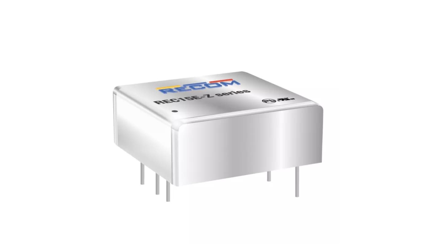 Recom REC15E-Z DC-DC Converter, 24V dc/ 625mA Output, 9 → 36 V dc Input, 15W, Through Hole, +75°C Max Temp -40°C