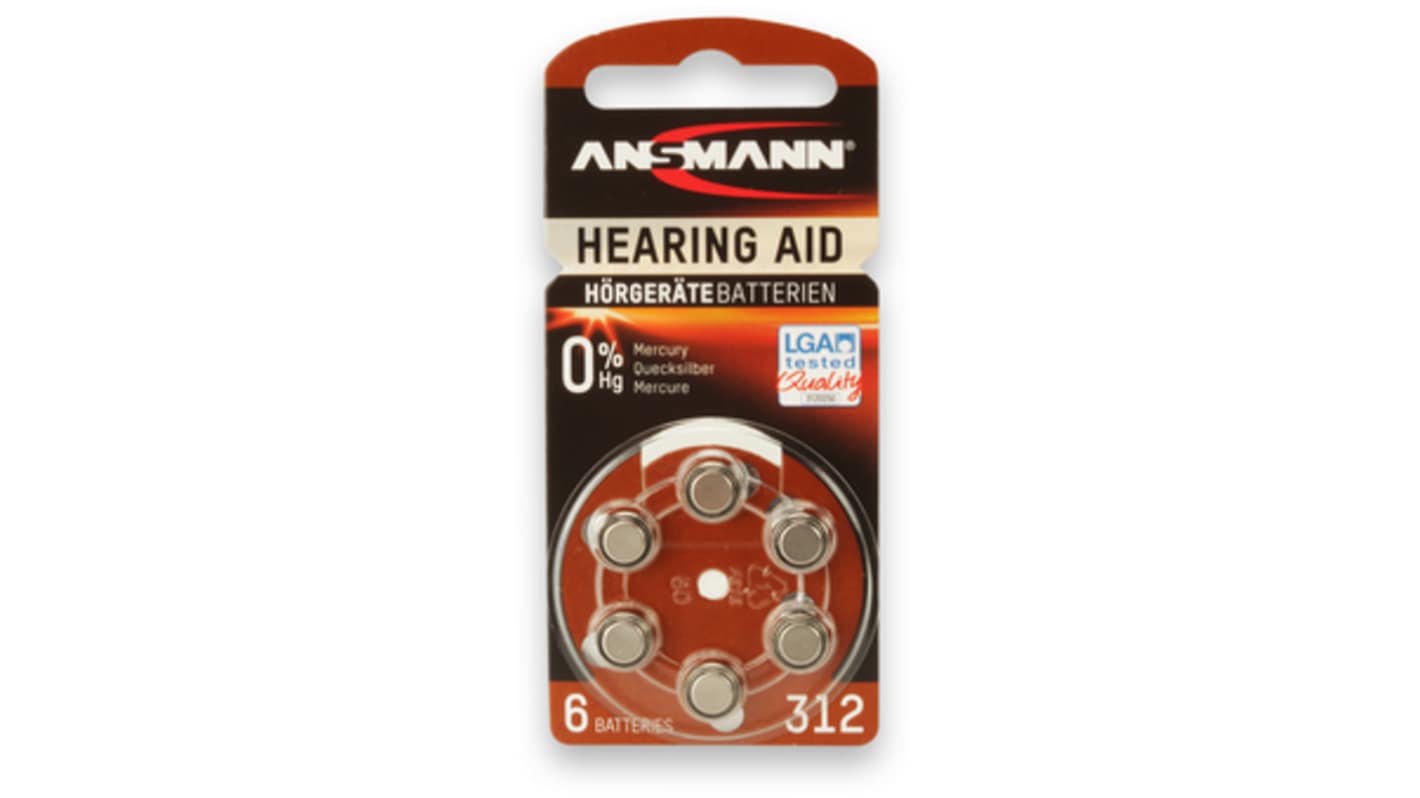 Ansmann A312, Zink-Luft Knopfzellen Ø 7.9mm, 1.45V / 180mAh