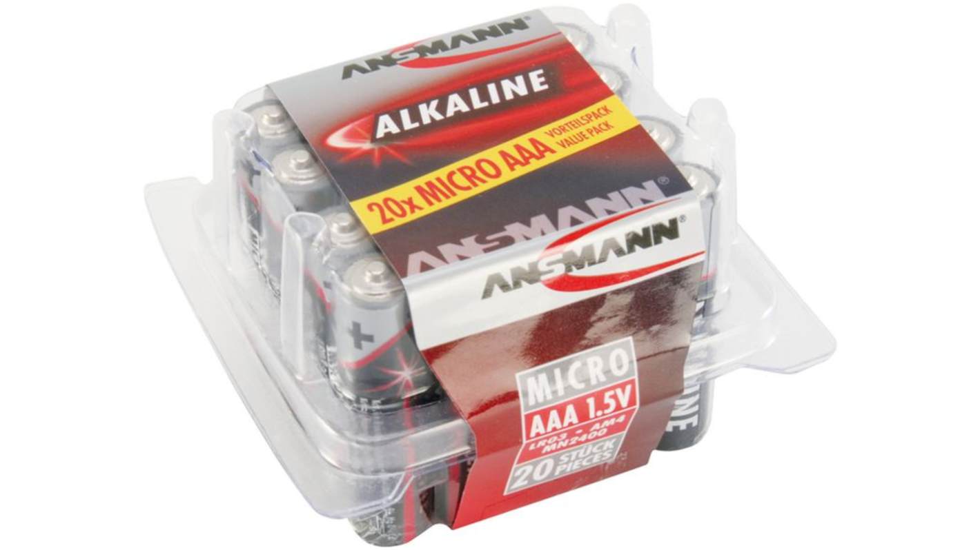 Ansmann 7号电池 碱性, 1.5V, 20个装