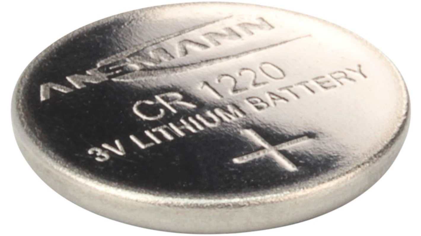 Pila de botón CR1220, 3V, 36mAh, litio