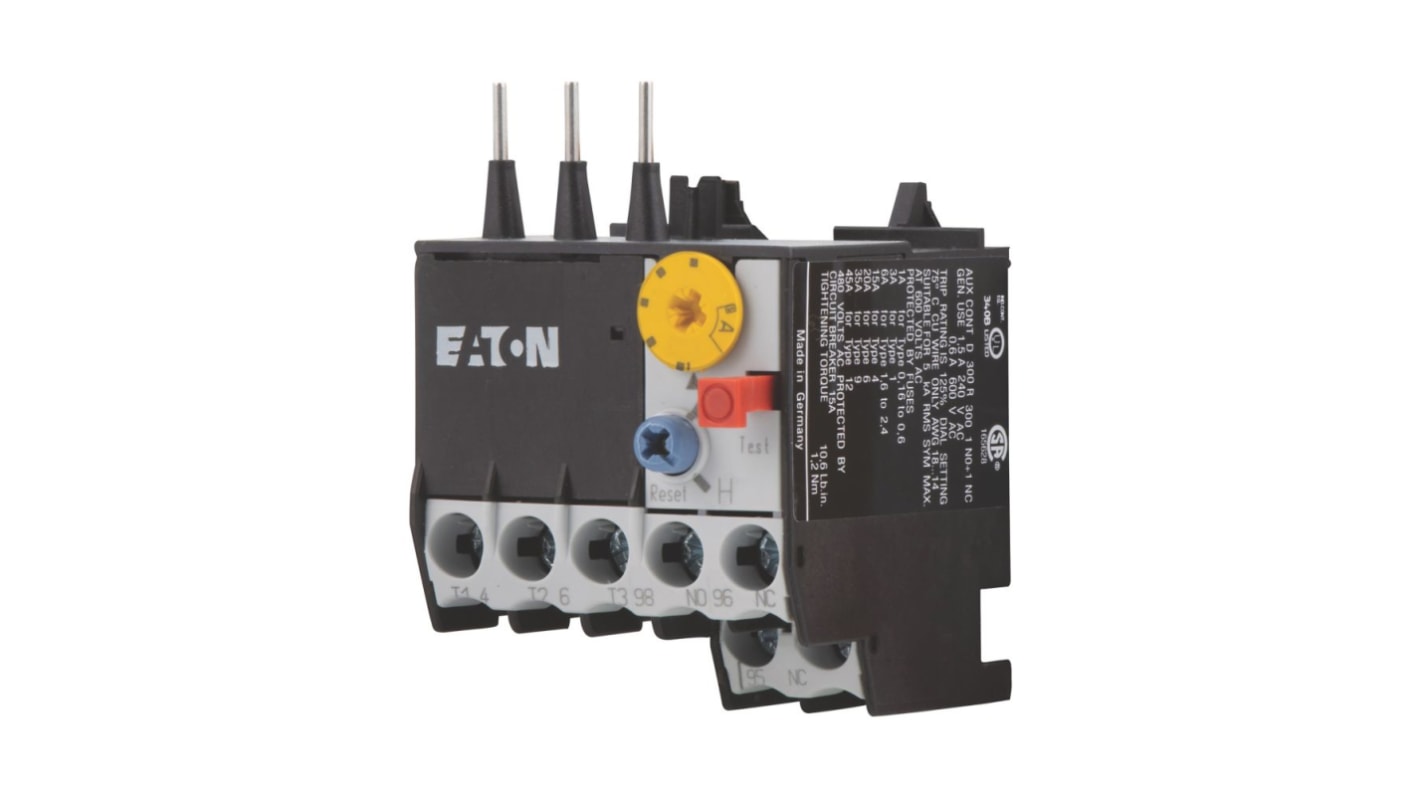 Eaton ZE Overload Relay 1NO + 1NC, 6 → 9 A F.L.C, 9 A Contact Rating, 6 W, 600 V ac, SP