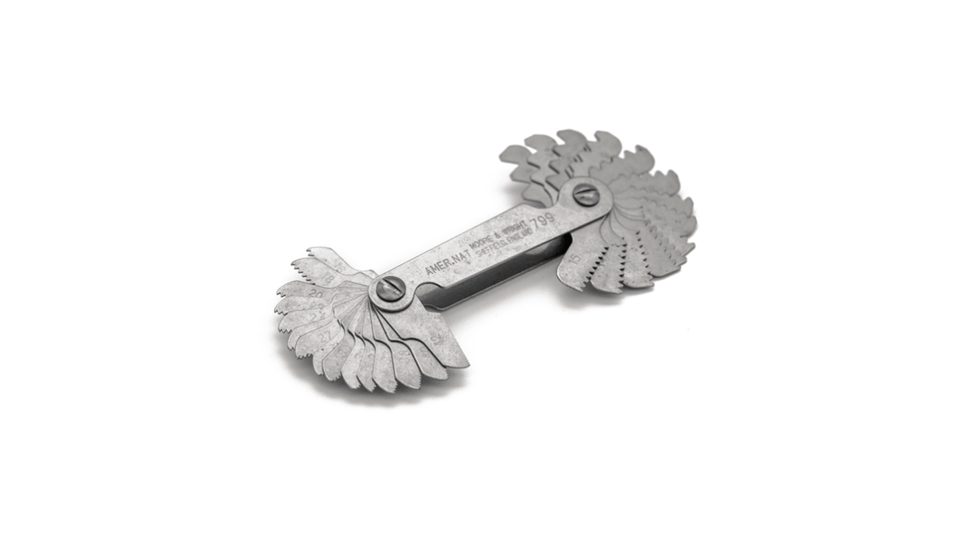 Calibre para paso de rosca Whitworth/Métrico Moore & Wright, de 30 cuchillas