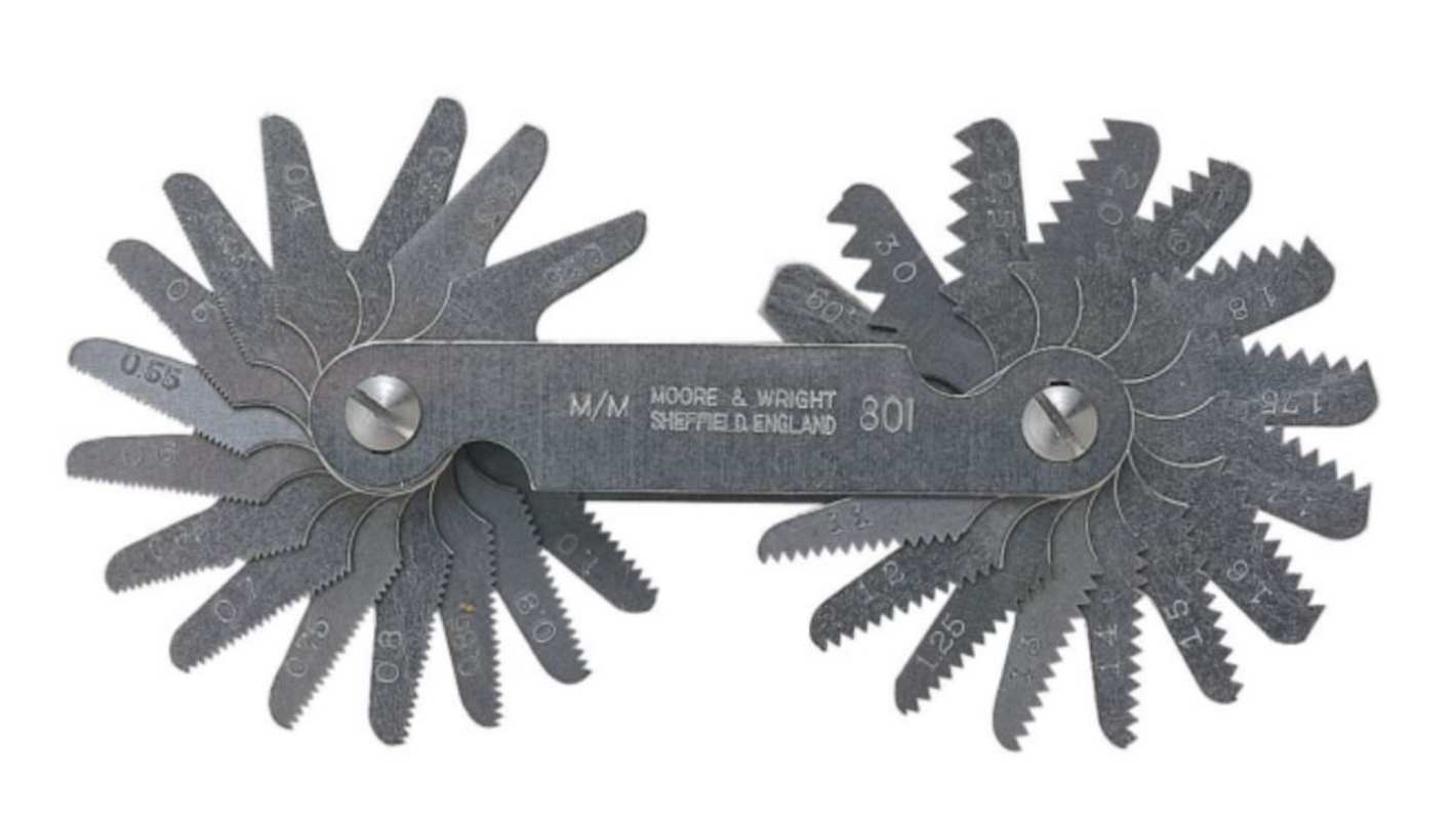 Moore & Wright 螺距规, 22片, 公制螺纹 → 6mm