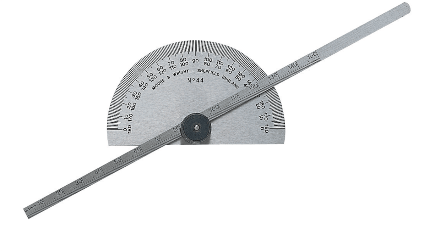 Moore & Wright 0 → 180° Imperial, Metric  Vernier Protractor