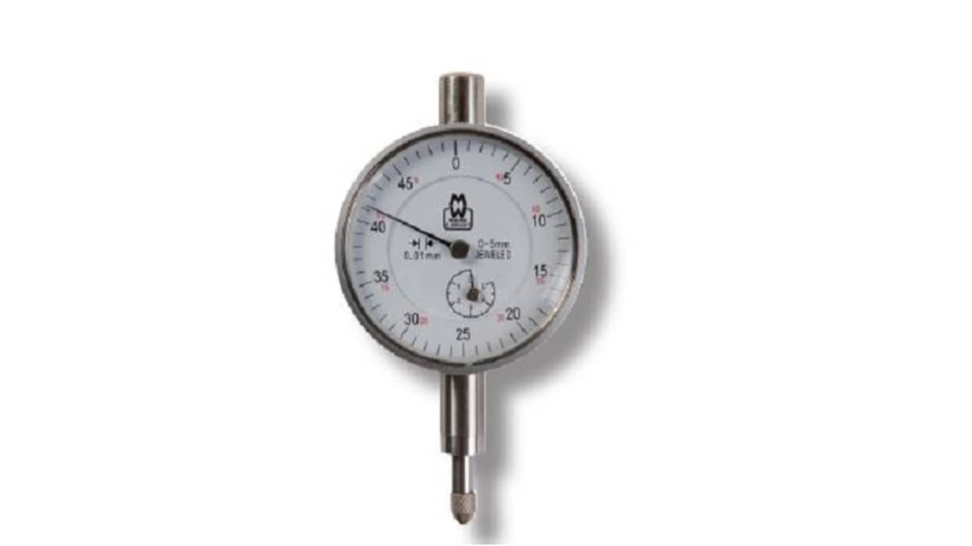 Moore & Wright MW400-04 Dial Indicator, 0 → 5 mm Measurement Range, 0.01 mm Resolution , ± 0.014 mm Accuracy