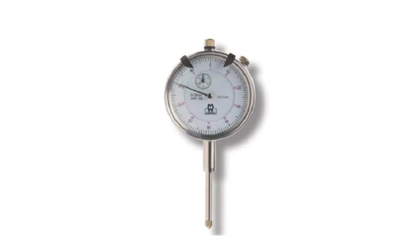 Moore & Wright MW400-08 Dial Indicator, 0 → 30 mm Measurement Range, 0.01 mm Resolution , ± 0.035 mm Accuracy