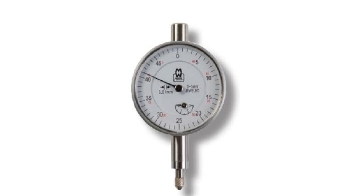 Moore & Wright MW400-03 Dial Indicator, 0 → 3 mm Measurement Range, 0.01 mm Resolution , ± 0.012 mm Accuracy