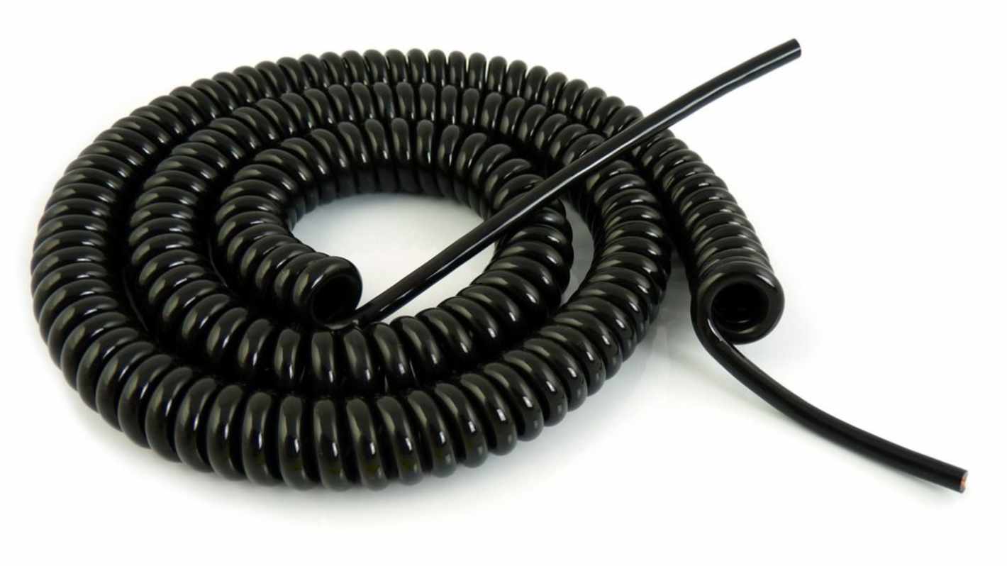 TBS de Buck B.V. SP-DSR, Spiral Cable, 4m 7 Core, Black Polyurethane PUR Power Cable +70°C